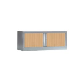Armoire de bureau Série PLUS structure aluminium et rideaux chêne h44 l1200