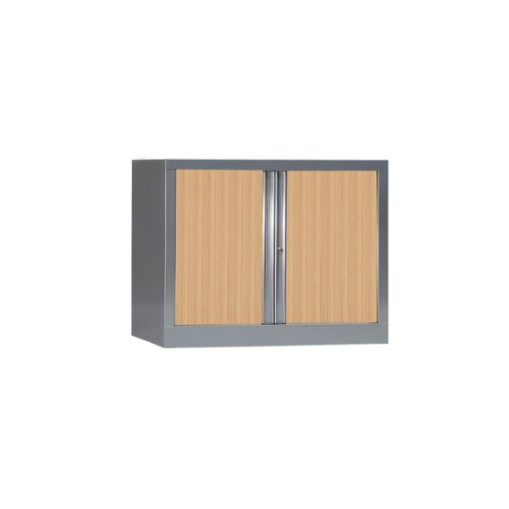 Armoire de bureau Série PLUS structure aluminium et rideaux chêne h70 l100