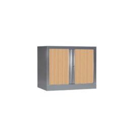 Armoire de bureau Série PLUS structure aluminium et rideaux chêne h70 l80