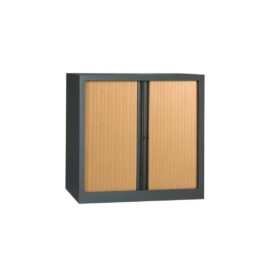 Armoire anthracite rideaux hêtre en KIT H1000 x L1000