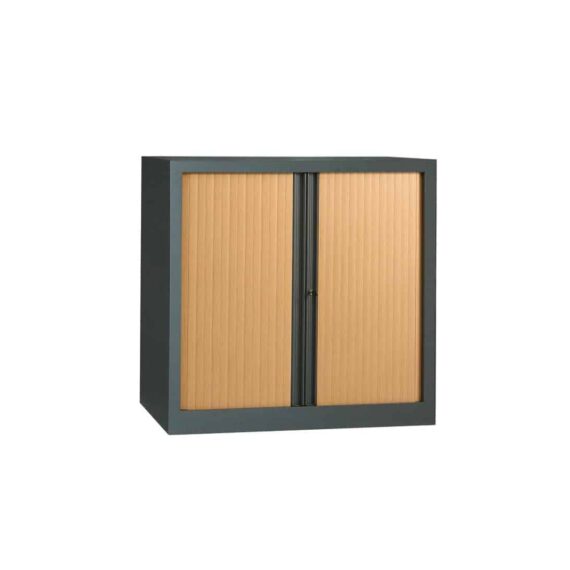 Armoire anthracite rideaux hêtre en KIT H1000 x L1000