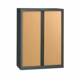 Armoire anthracite rideaux hêtre en KIT H1608 x L1200