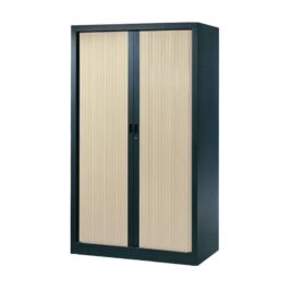 Armoire de bureau Série A structure anthracite et rideaux érable h160 l100