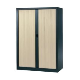 Armoire de bureau Série A structure anthracite et rideaux érable h160 l120