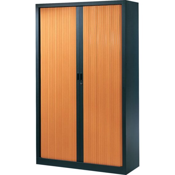 Armoire de bureau Série A structure anthracite et rideaux pommier h198 l120