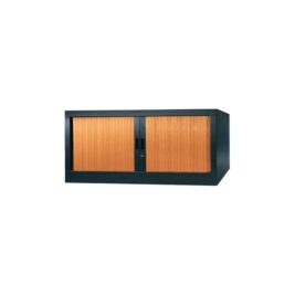 Armoire de bureau Série A structure anthracite et rideaux pommier h44 l120