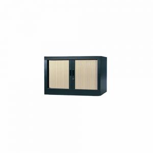 Armoire de bureau Série A structure anthracite et rideaux érable h44 l80