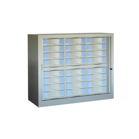 Armoire basse 24 tiroirs de 10 cm