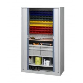 Armoire industrielle d'atelier à rideaux modèle 2 ouverte