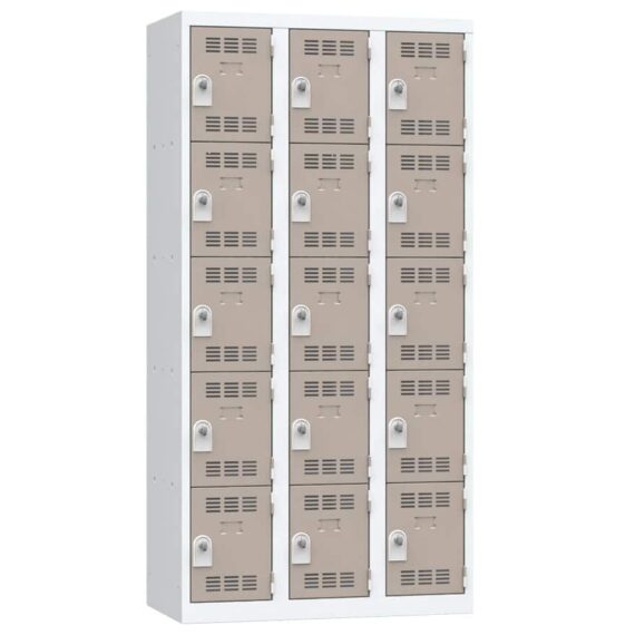 Vestiaire 15 casiers Largeur 900 coloris Taupe