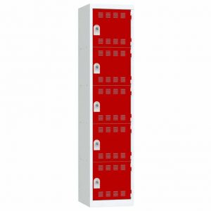 Vestiaire 5 cases Largeur 400 portes Rouges