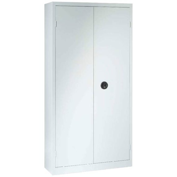 Une armoire à portes battantes H198 x L100 coloris gris clair
