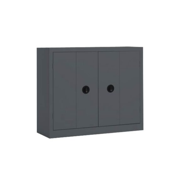 Une armoire basse à portes pliantes coloris Anthracite