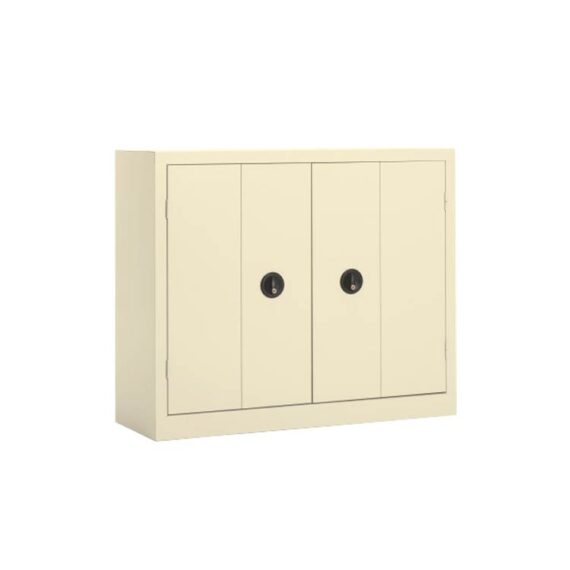 Une armoire basse à portes pliantes coloris Beige