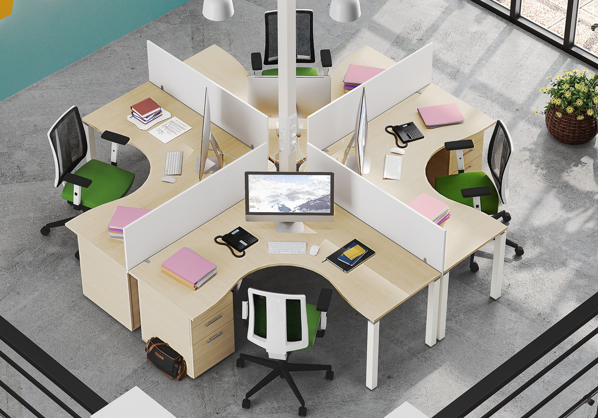 Bureau Ilot de Travail sur Caisson Gamme Esprima